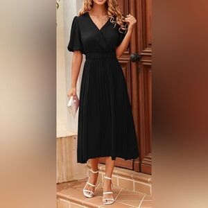 NWT PrettyGarden Women's Summer Pleated Midi Dress- Black/ Size XXL